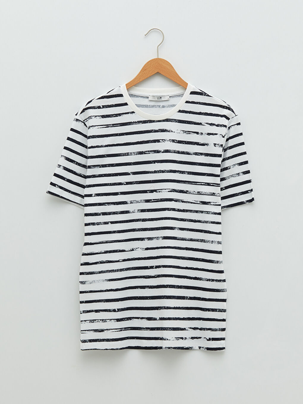 Lacivert Bisiklet Yaka Kısa Kollu Çizgili Pike Erkek Tişört-5