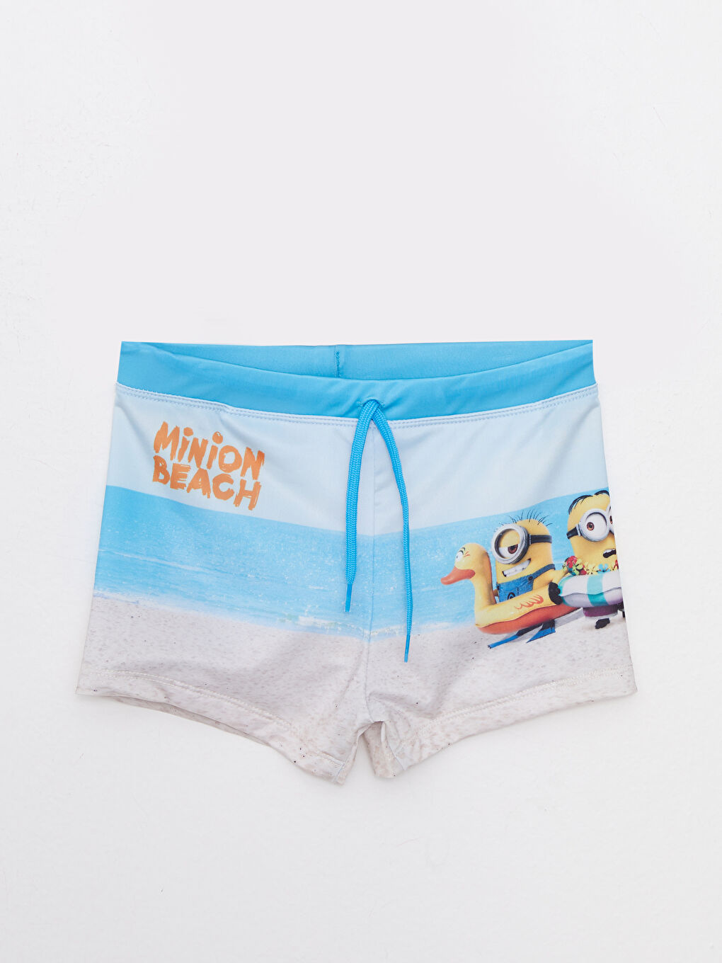 Quick Drying Minions Printed Boy's Boxer Swimsuit With Elastic Waist