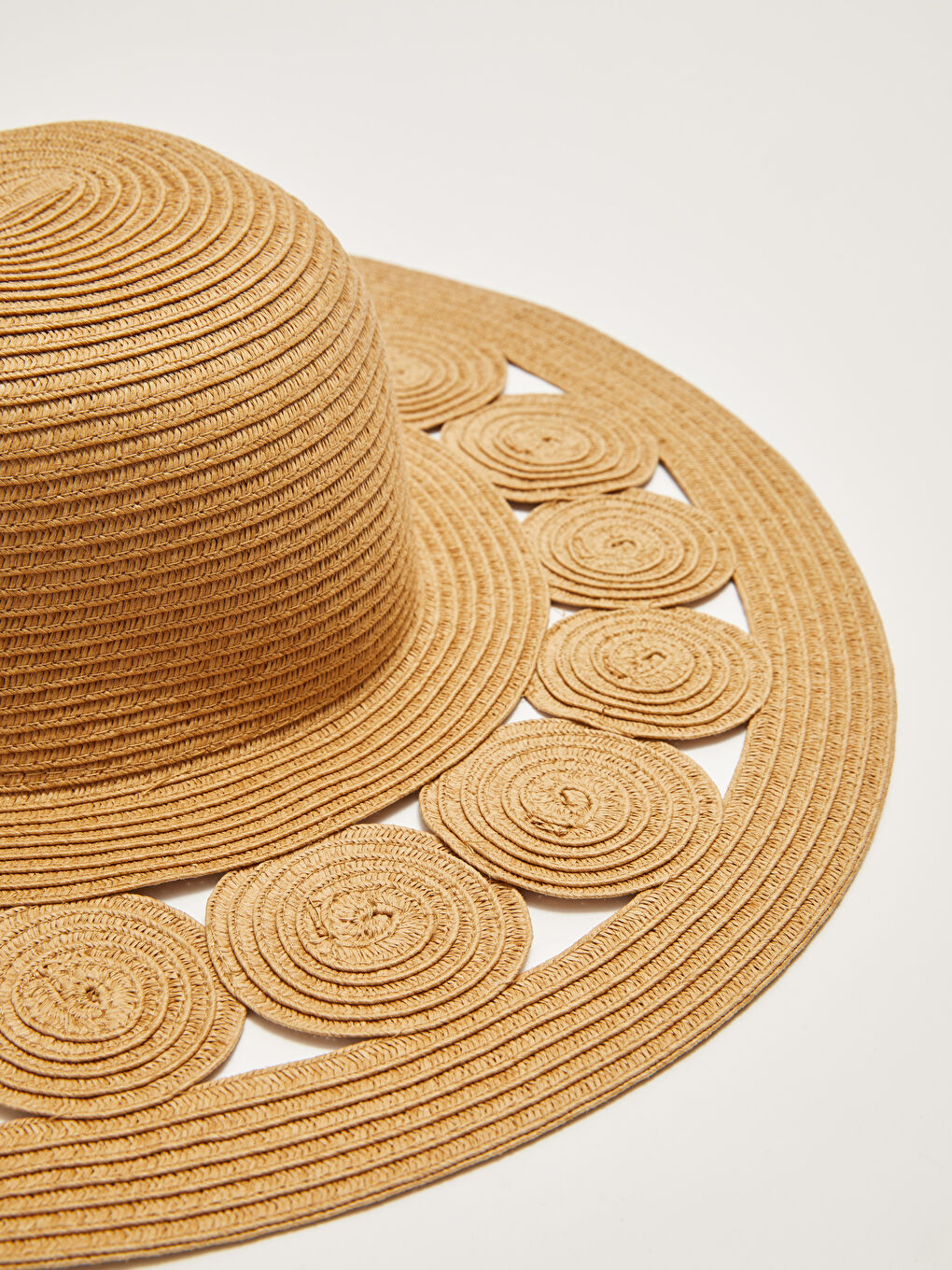 Bej Hasır Kadın Fötr Şapka-3