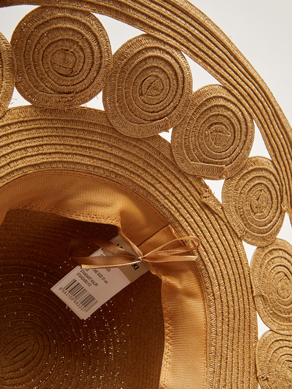 Bej Hasır Kadın Fötr Şapka-4