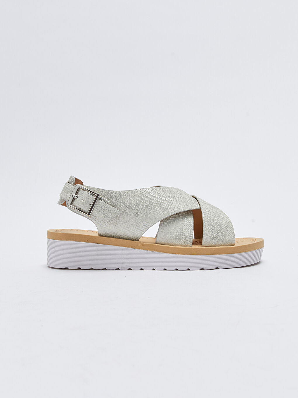 Gemusterte Damen Sandalen mit gekreuzten Riemen-1