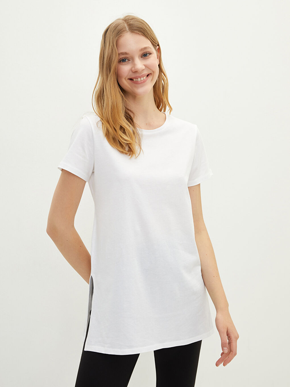 Crew Neck Plain Short Sleeve Women's T-Shirt-1