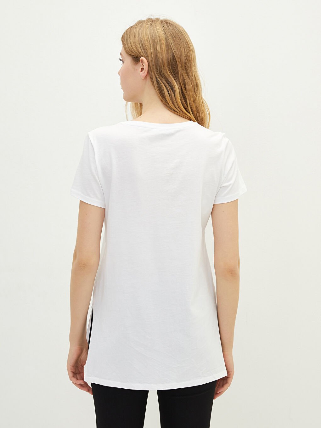 Crew Neck Plain Short Sleeve Women's T-Shirt-4