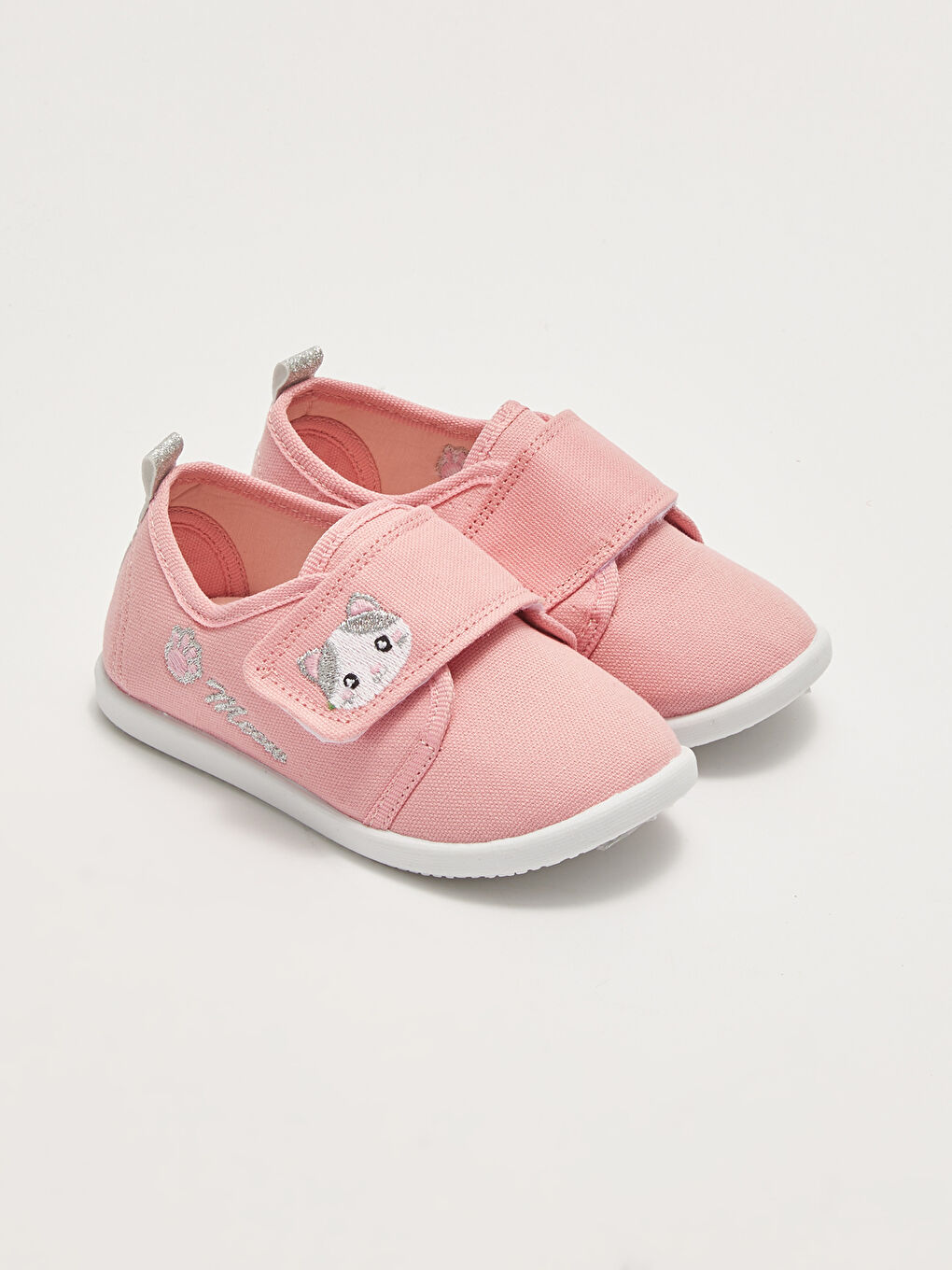 Pembe Nakışlı Cırt Cırtlı Kız Bebek Ayakkabı