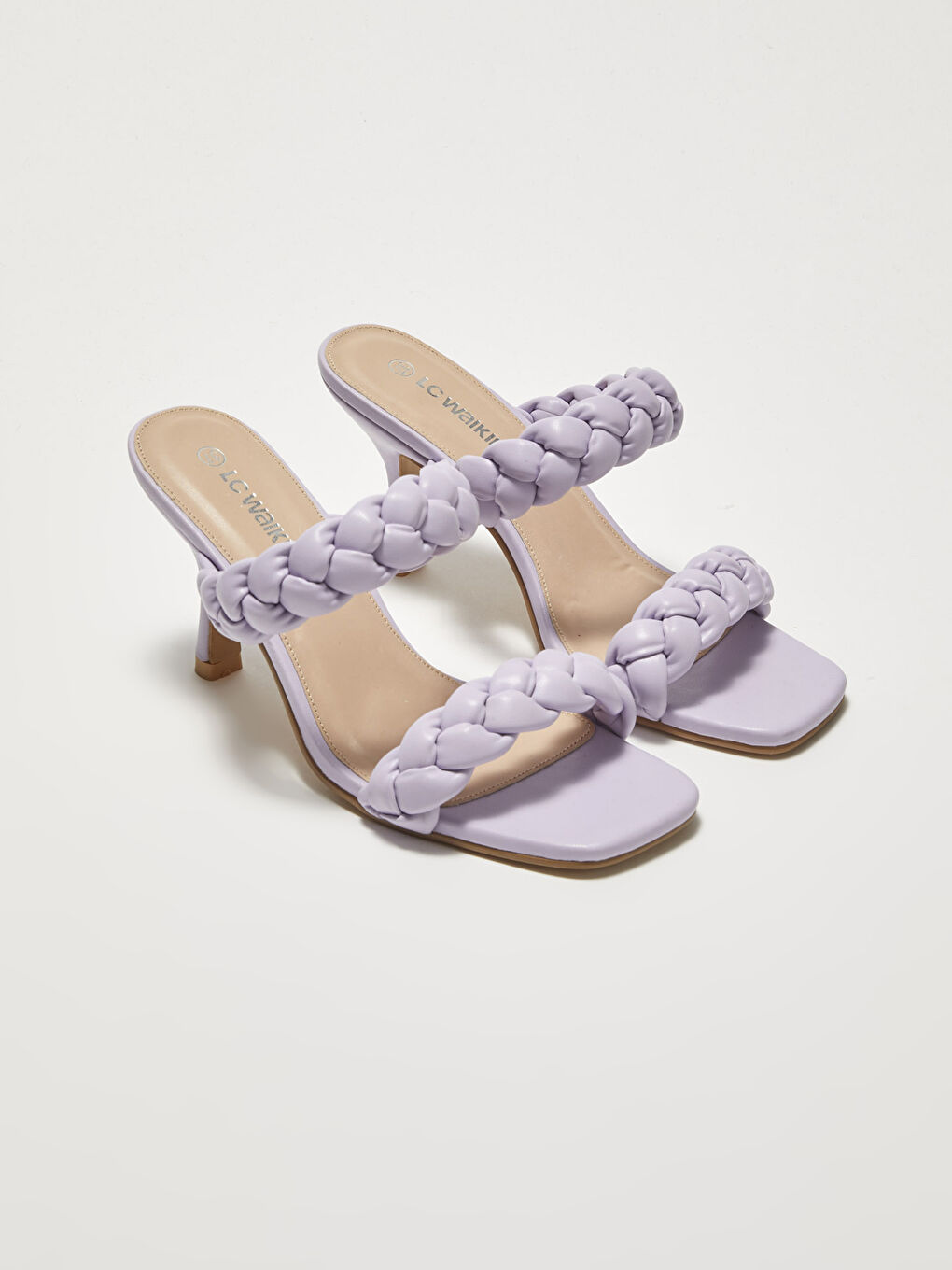 LCW STEPS Women's Heeled Slippers with Knit Detailed Double Band -S27619Z8-SCE