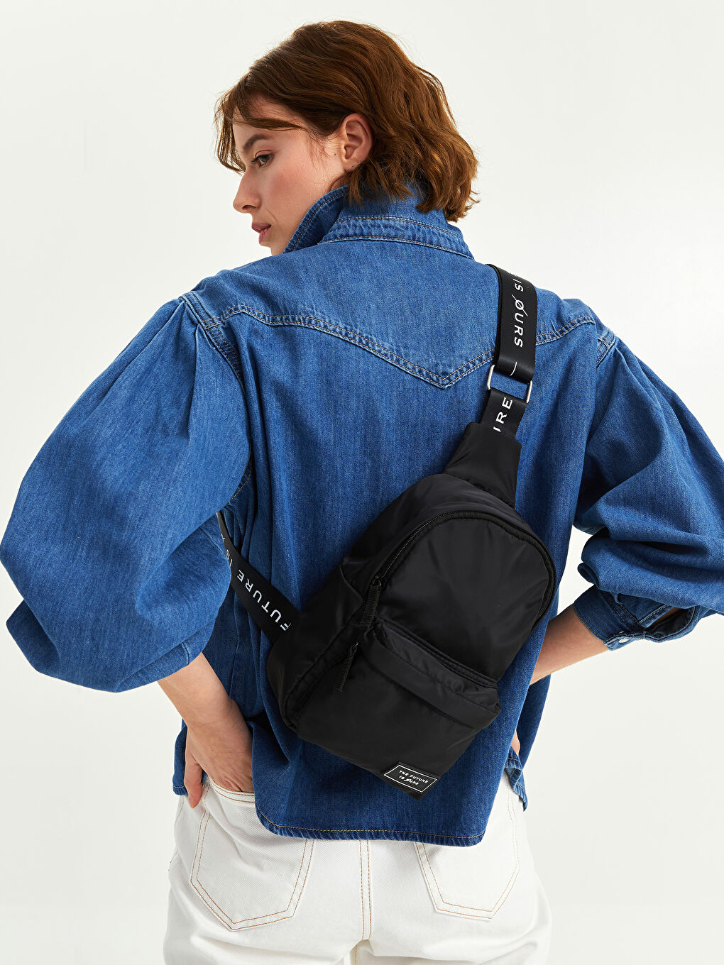 حقيبة ظهر وحقيبة حبال للسيدات من قماش باراشوت بطباعة على الملصق-2