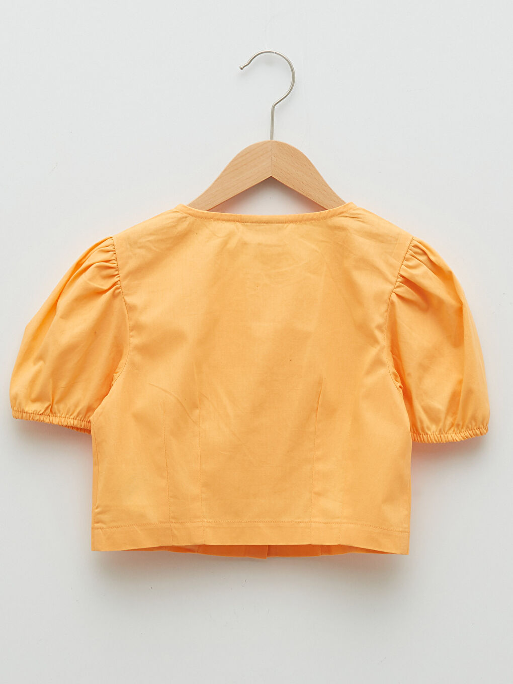 Blouse Fille Basique à Manches Courtes en Popeline à Col Rond-1