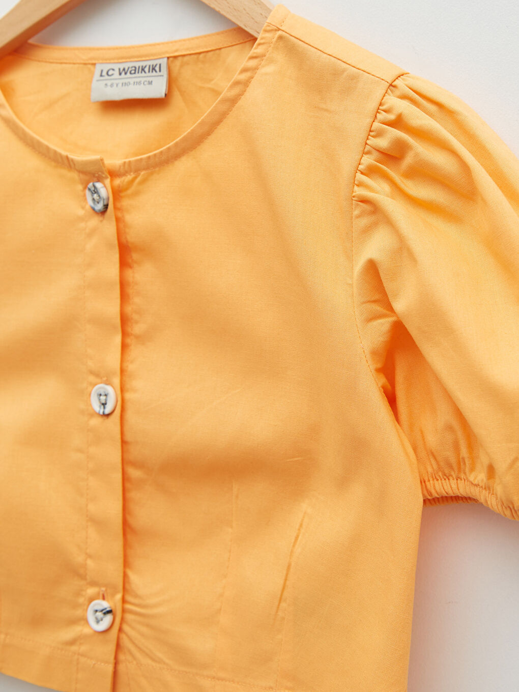 Blouse Fille Basique à Manches Courtes en Popeline à Col Rond-2