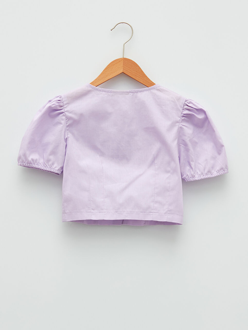 Blouse Fille Basique à Manches Courtes en Popeline à Col Rond-1