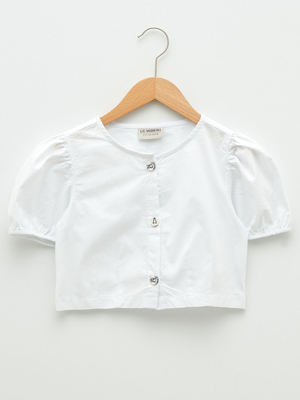 LCW Kids Okrugli izrez Osnovna Kratki rukav Poplin Bluza za Devojčice -S27634Z4-R9K