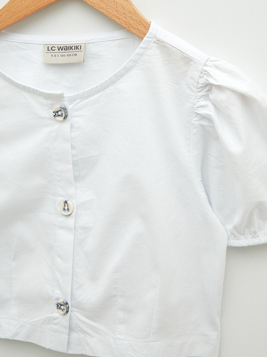 LCW Kids Okrugli izrez Osnovna Kratki rukav Poplin Bluza za Devojčice -S27634Z4-R9K