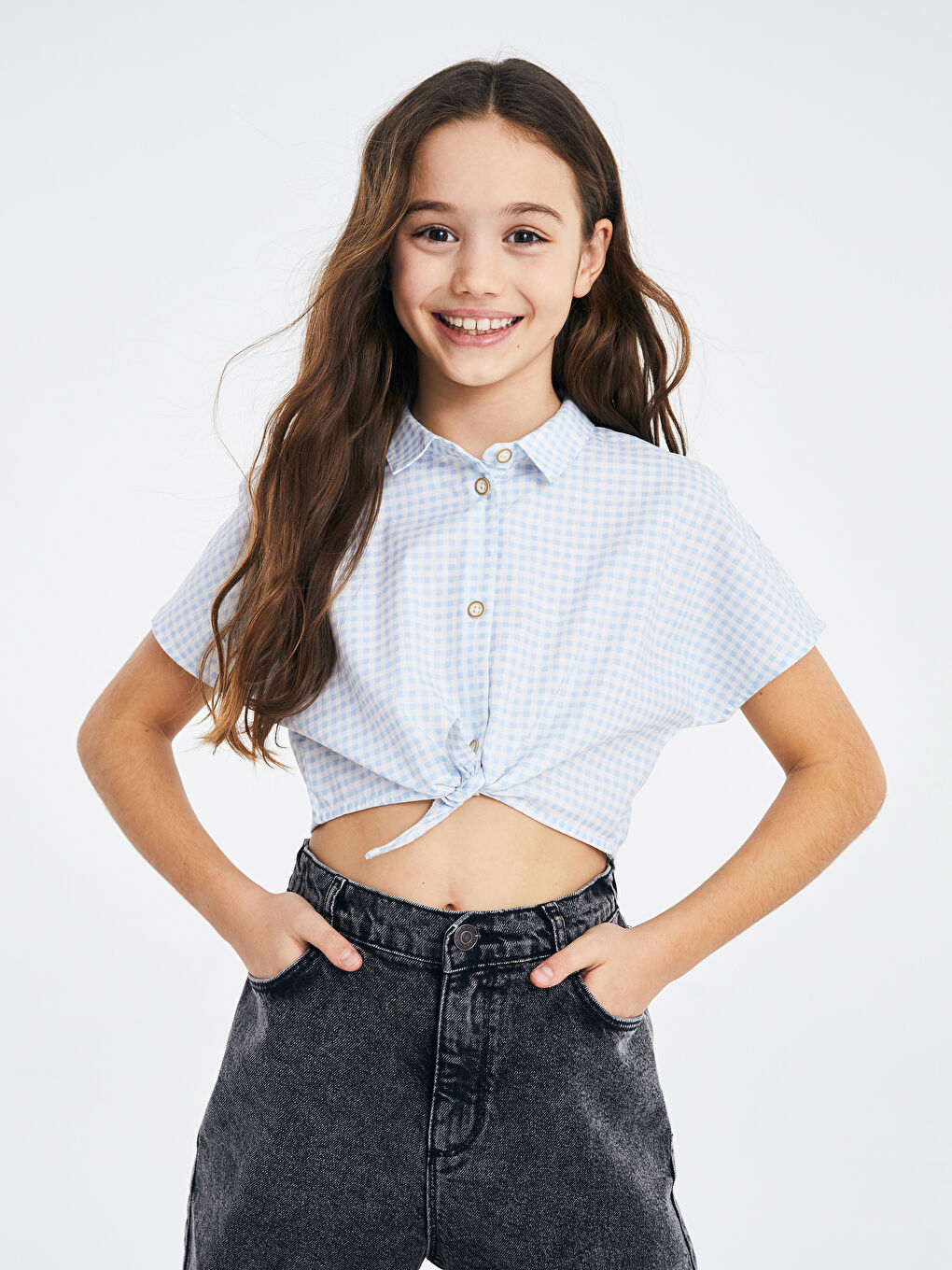 LCW Kids Chemise Fille Écossais Manches Courtes Popeline -S27636Z4-LKY
