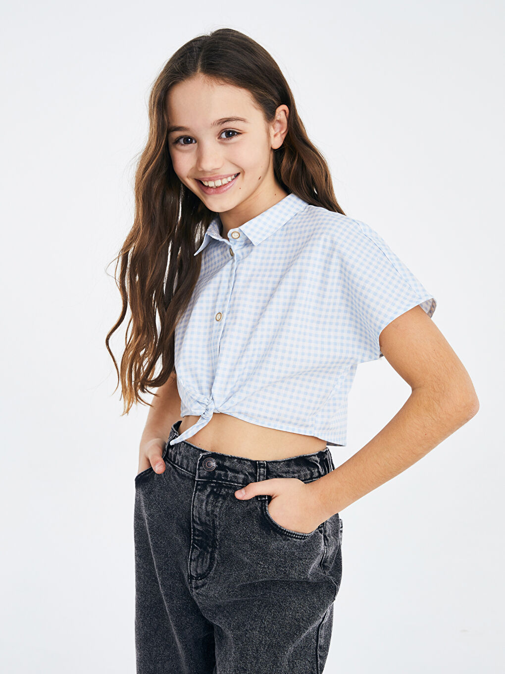 LCW Kids Chemise Fille Écossais Manches Courtes Popeline -S27636Z4-LKY