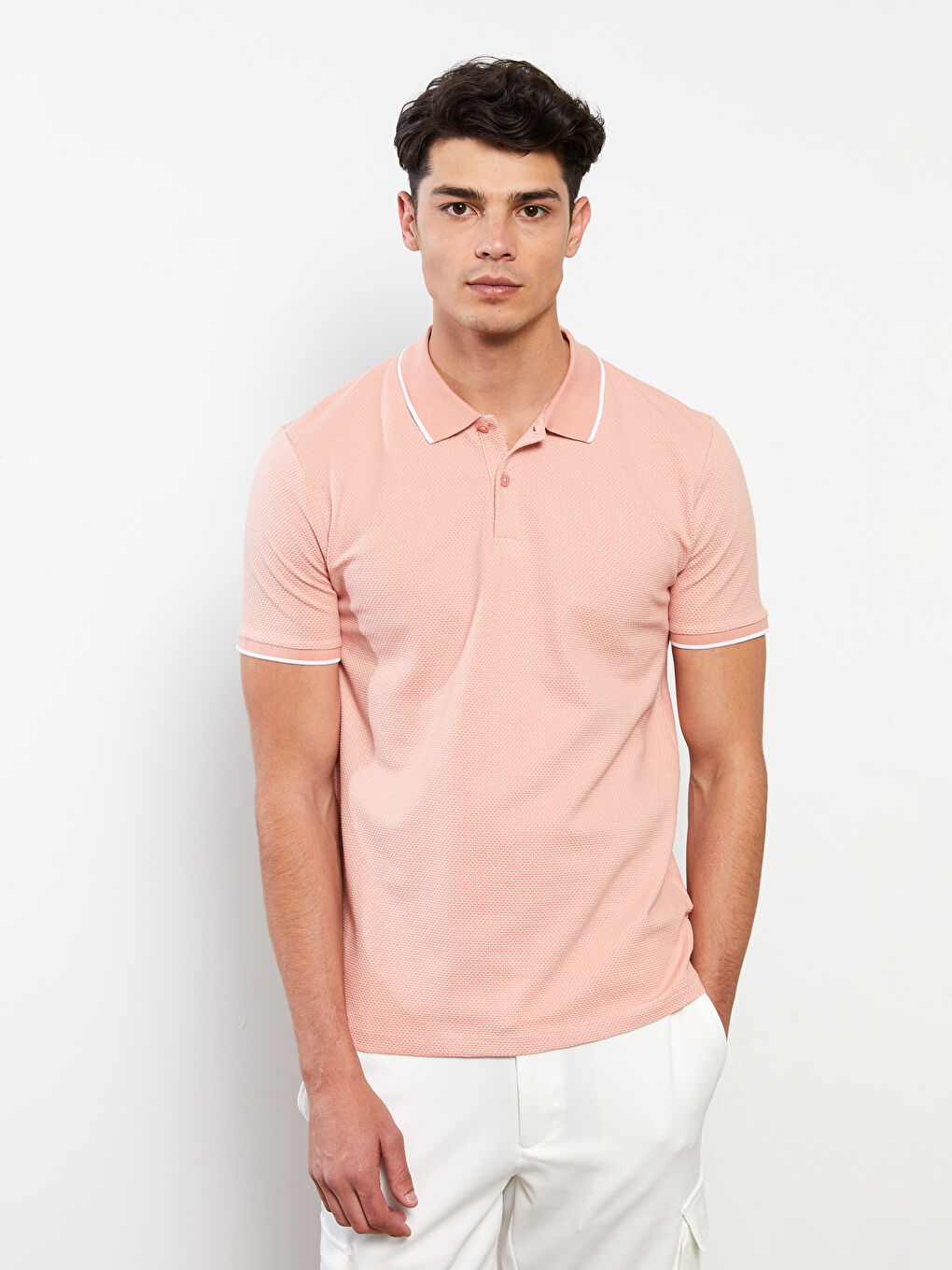 Mercan Polo Yaka Kısa Kollu Basic Erkek Tişört-1