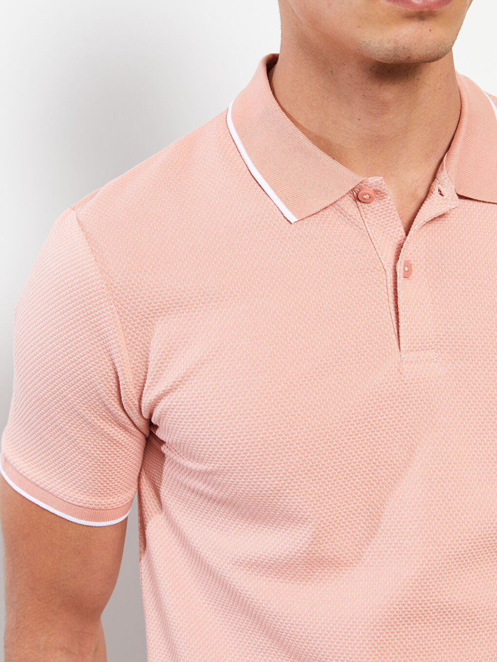 Mercan Polo Yaka Kısa Kollu Basic Erkek Tişört-3