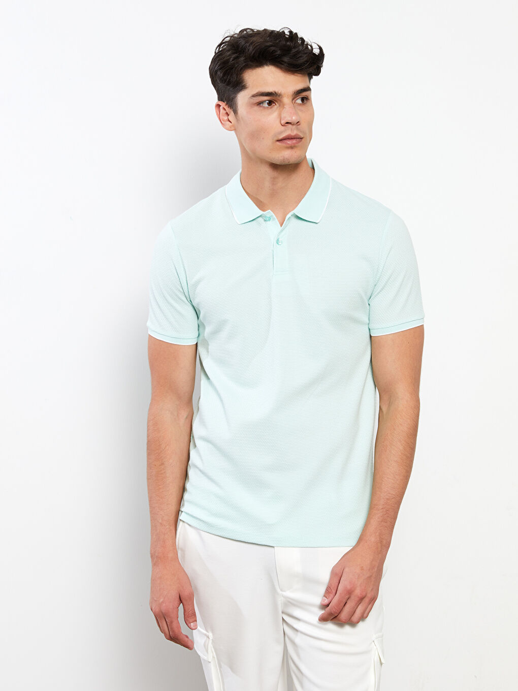 Yeşil Polo Yaka Kısa Kollu Basic Erkek Tişört