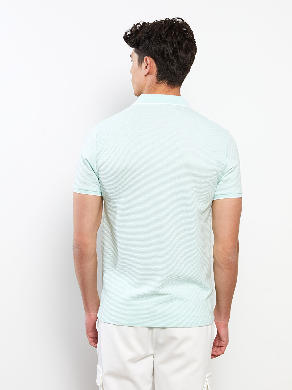 Yeşil Polo Yaka Kısa Kollu Basic Erkek Tişört-3