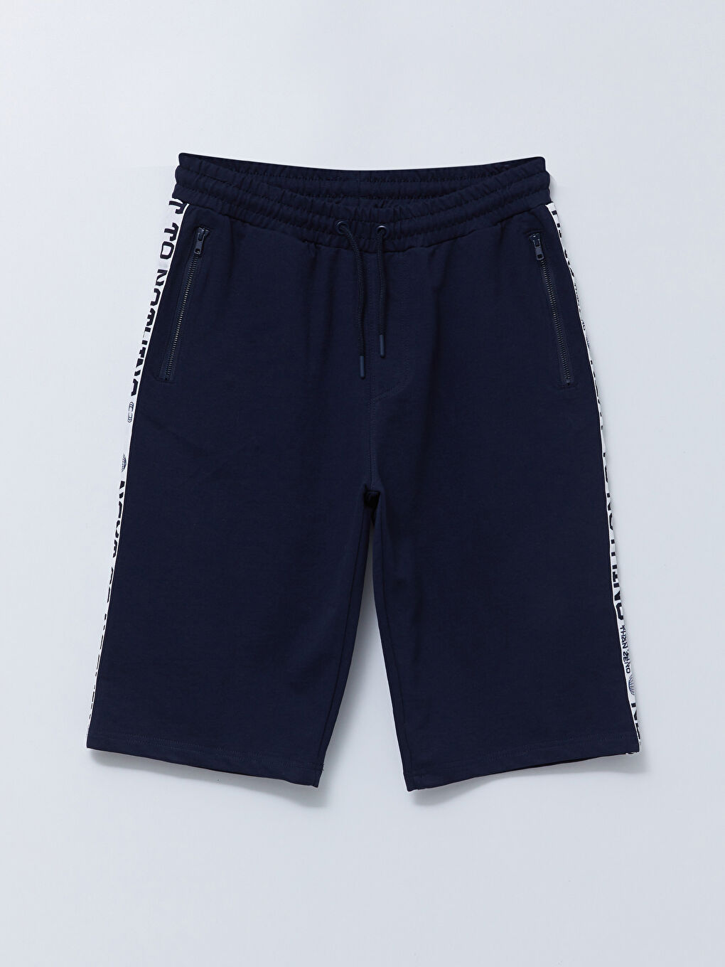 Lacivert Standart Kalıp Baskılı Erkek Şort-5