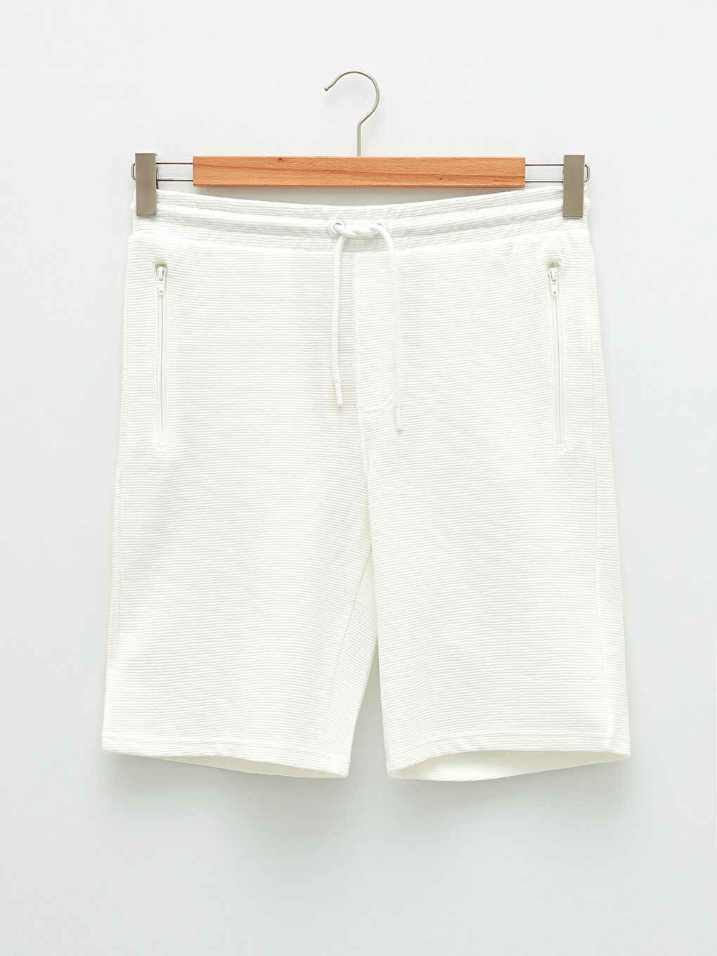 Beyaz Standart Kalıp Örme Erkek Şort-5