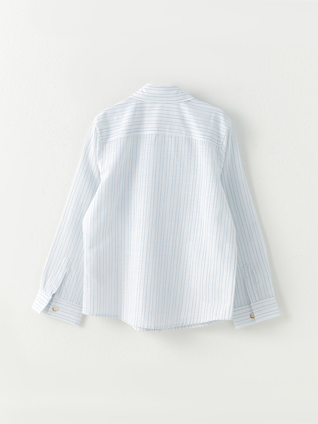 İndigo Çizgili Uzun Kollu Poplin Erkek Çocuk Gömlek-1