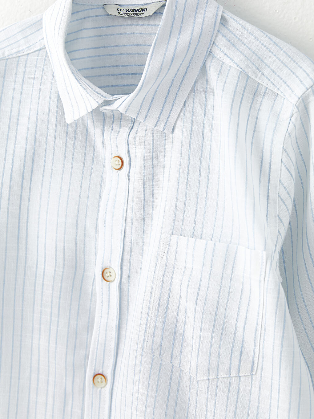 İndigo Çizgili Uzun Kollu Poplin Erkek Çocuk Gömlek-2