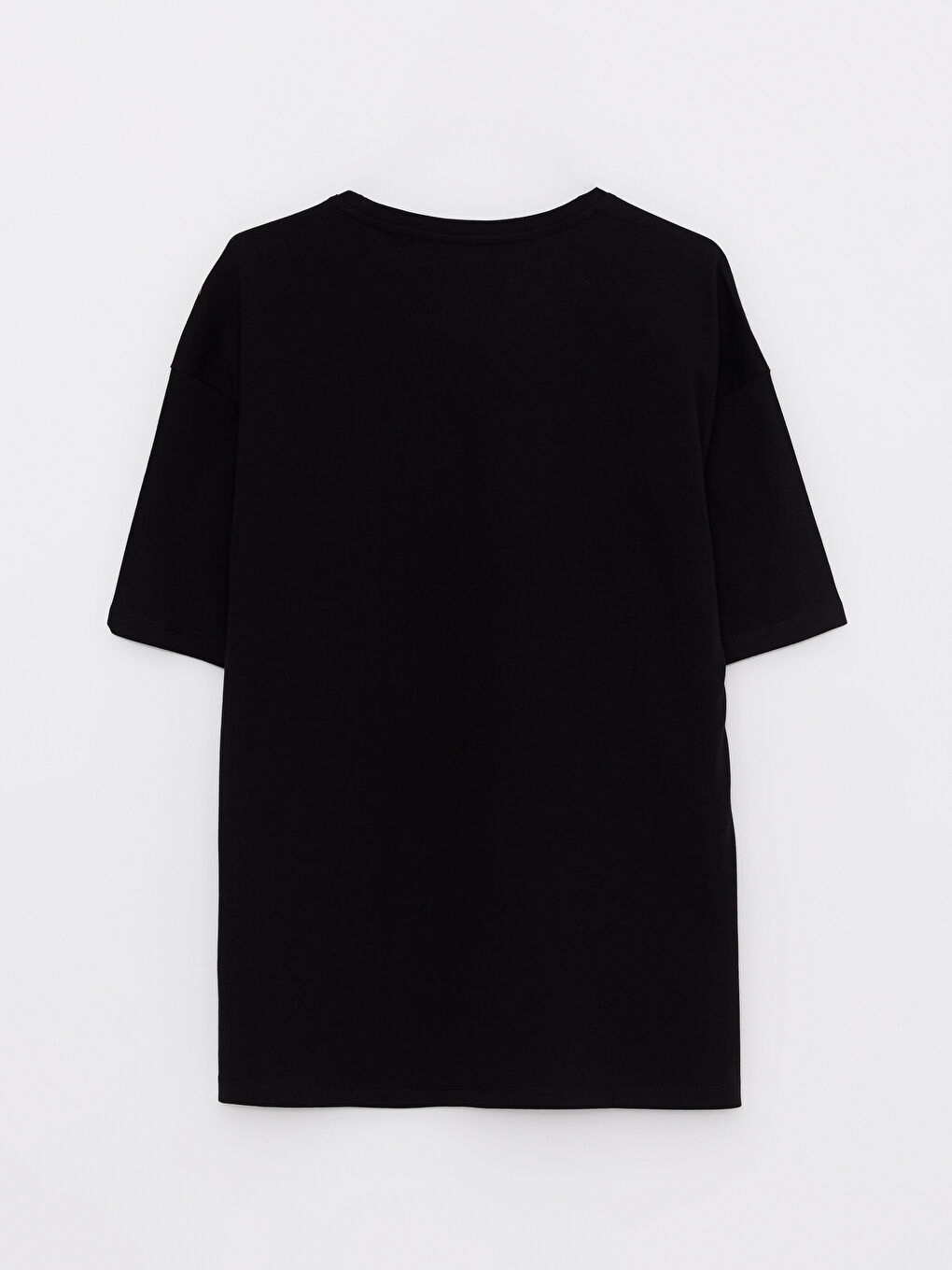 Siyah Oversize Bisiklet Yaka Kısa Kollu Baskılı Penye Erkek Tişört-7