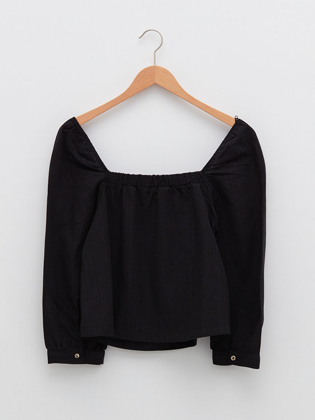 بلوزة سادة بياقة مربعة للسيدات من قماش بوبلين-5