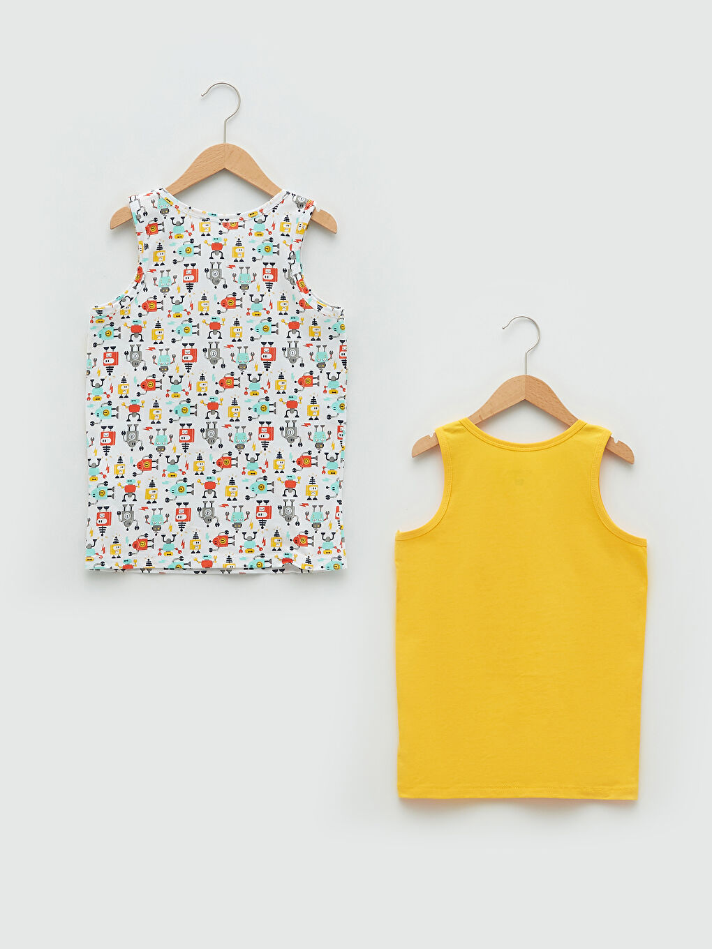 Bisiklet Yaka Baskılı Erkek Çocuk Atlet 2'li-1