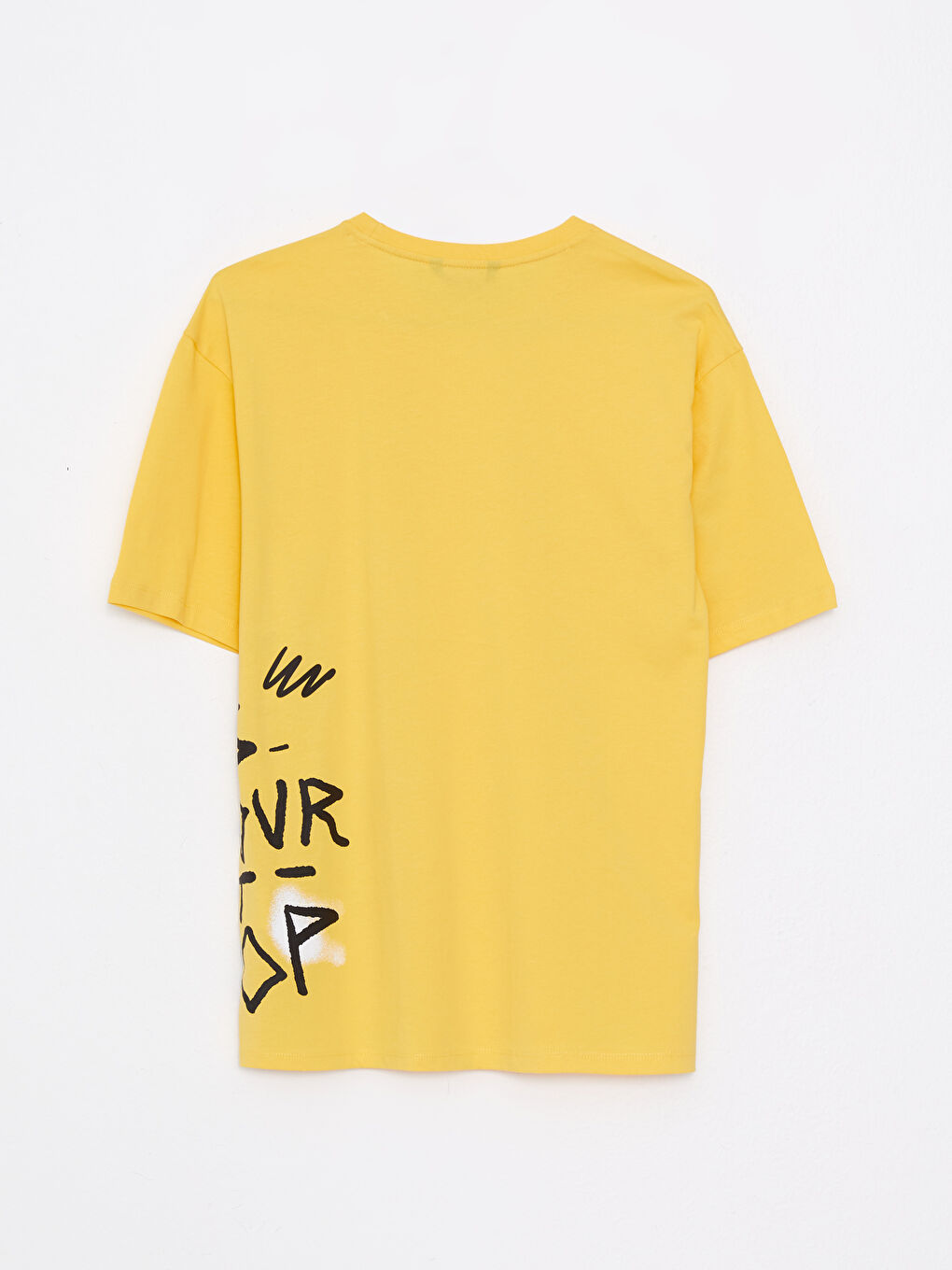 Sarı Bisiklet Yaka Kısa Kollu Baskılı Penye Erkek Tişört-1
