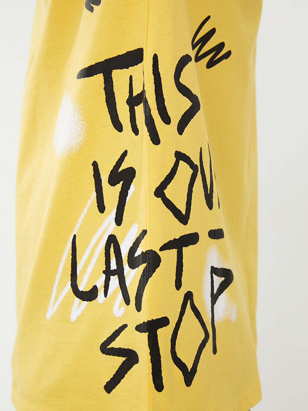 Sarı Bisiklet Yaka Kısa Kollu Baskılı Penye Erkek Tişört-5