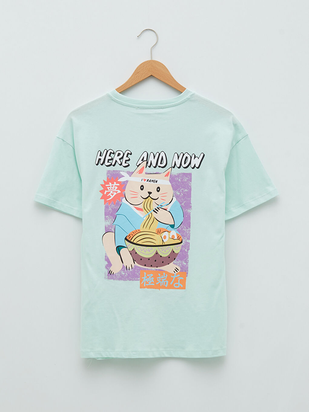 Yeşil Bisiklet Yaka Baskılı Kısa Kollu Pamuklu Kadın Tişört-6