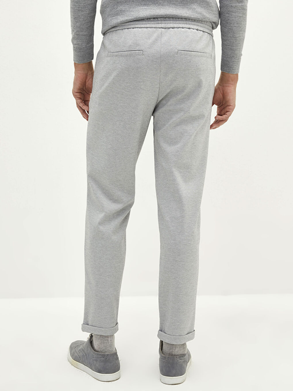 Pantaloni Slim Fit pentru Bărbați cu Detaliu de Șnur în Talie-4