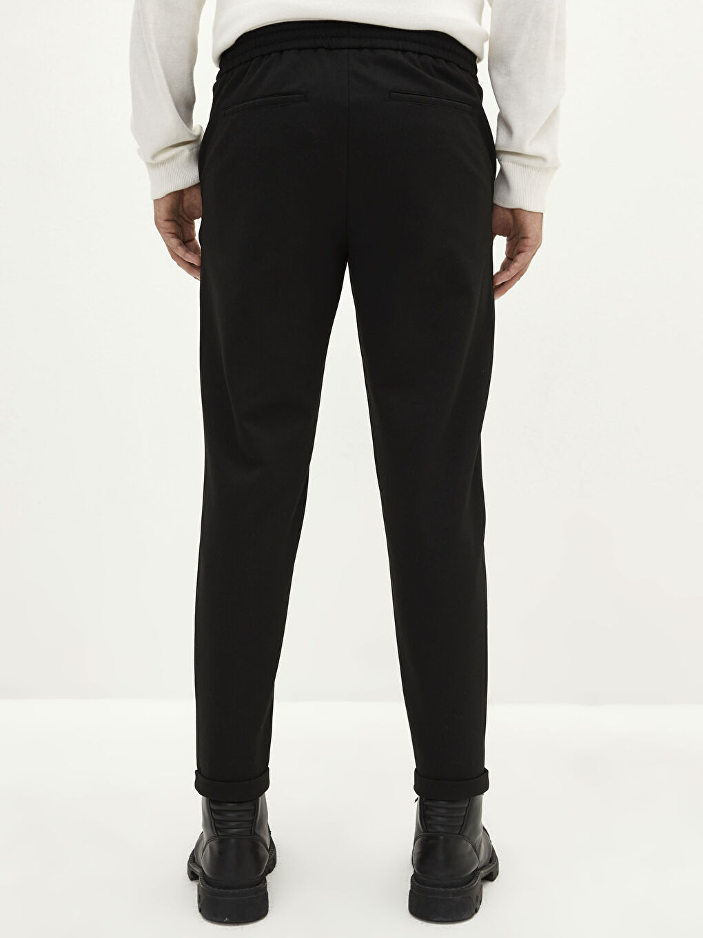 Pantaloni Slim Fit pentru Bărbați cu Detaliu de Șnur în Talie-5