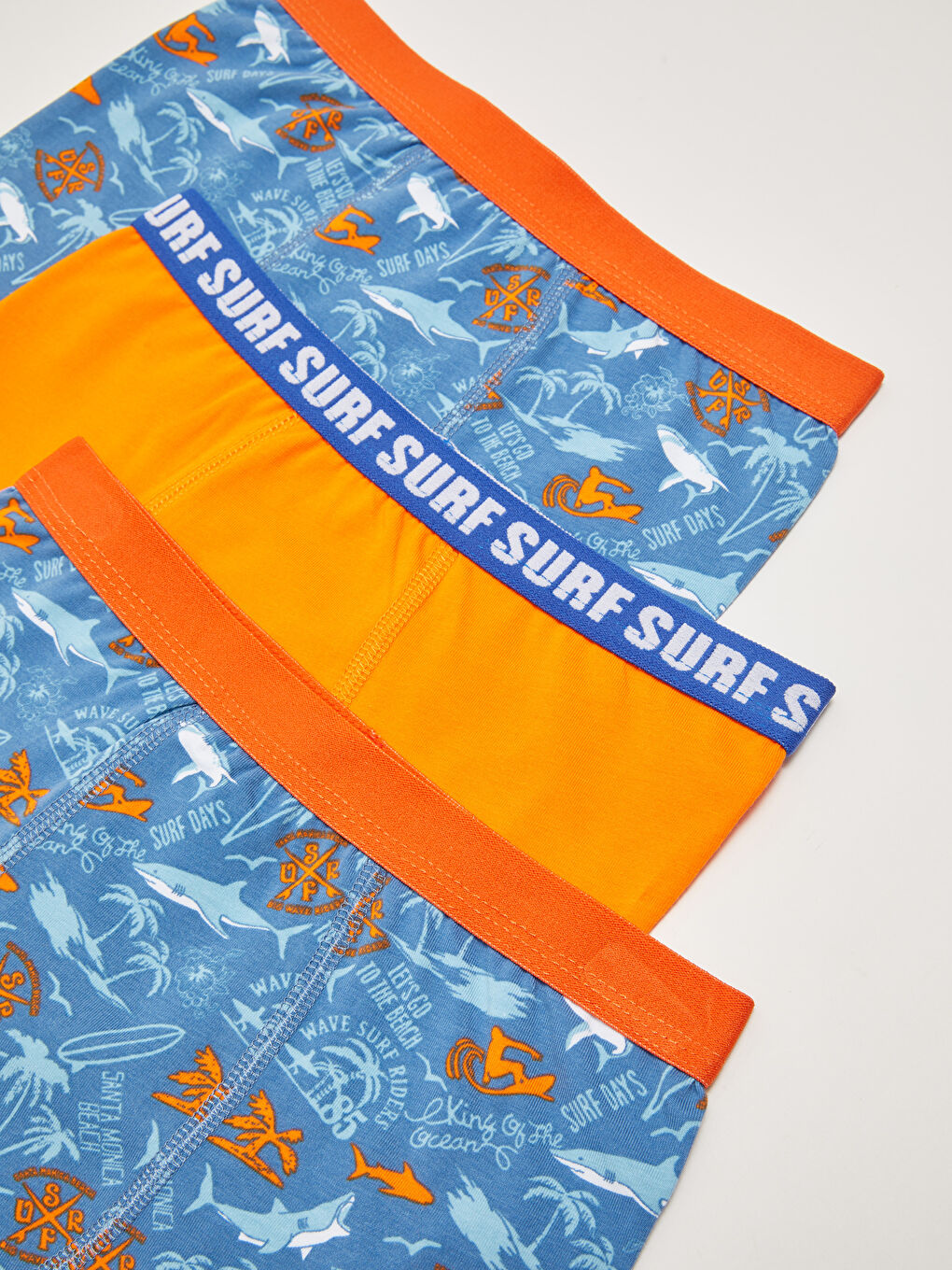 Mavi Baskılı Pamuklu Erkek Çocuk Boxer 3'lü-2