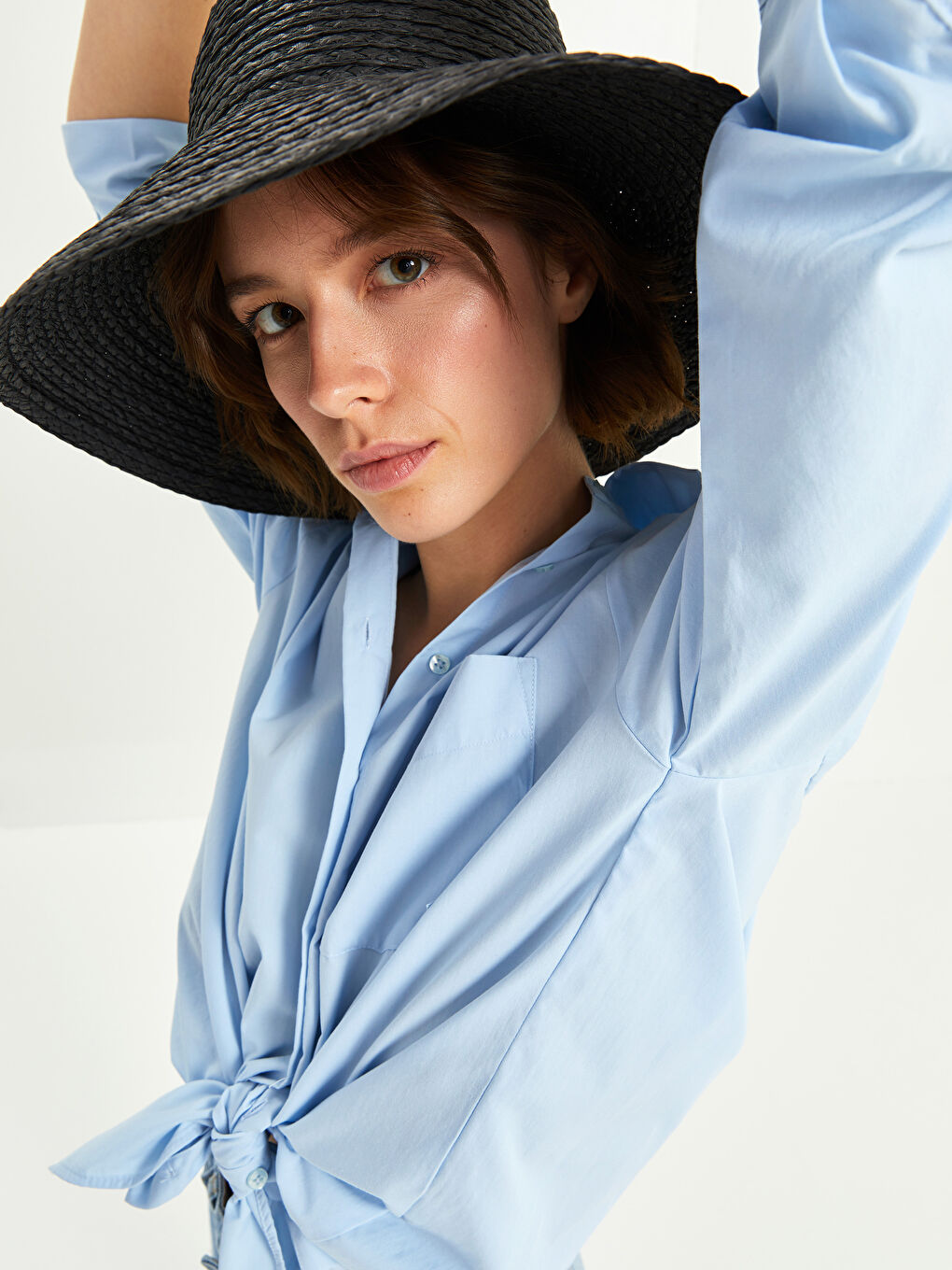 Siyah Hasır Kadın Fötr Şapka