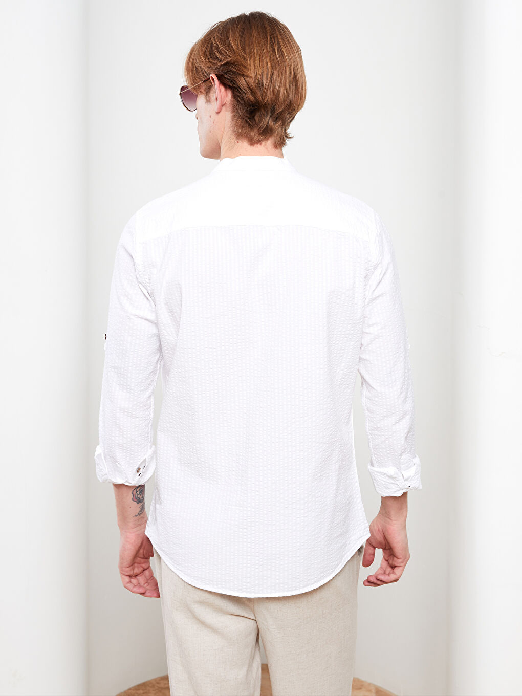 LCW Vision Slim Fit Grandad Collar Long Sleeve Men's Shirt -S27854Z8-KE8