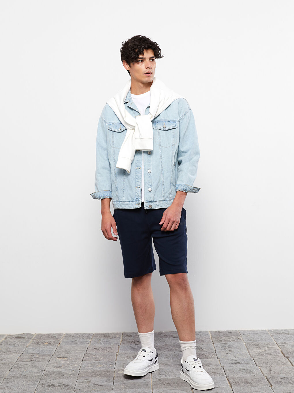 Lacivert Standart Kalıp Örme Erkek Şort