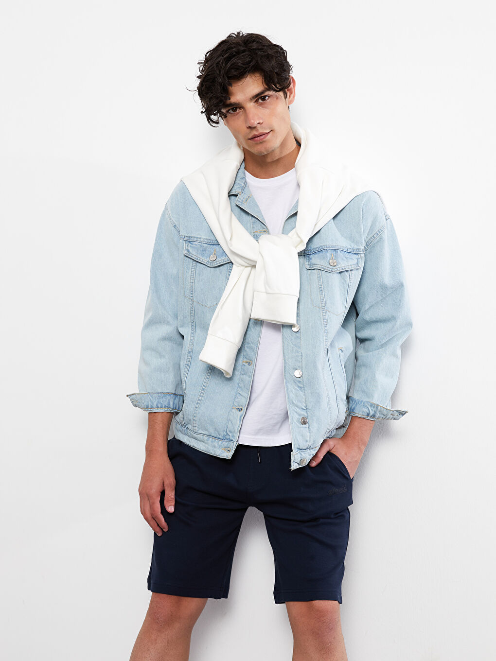 Lacivert Standart Kalıp Örme Erkek Şort-1