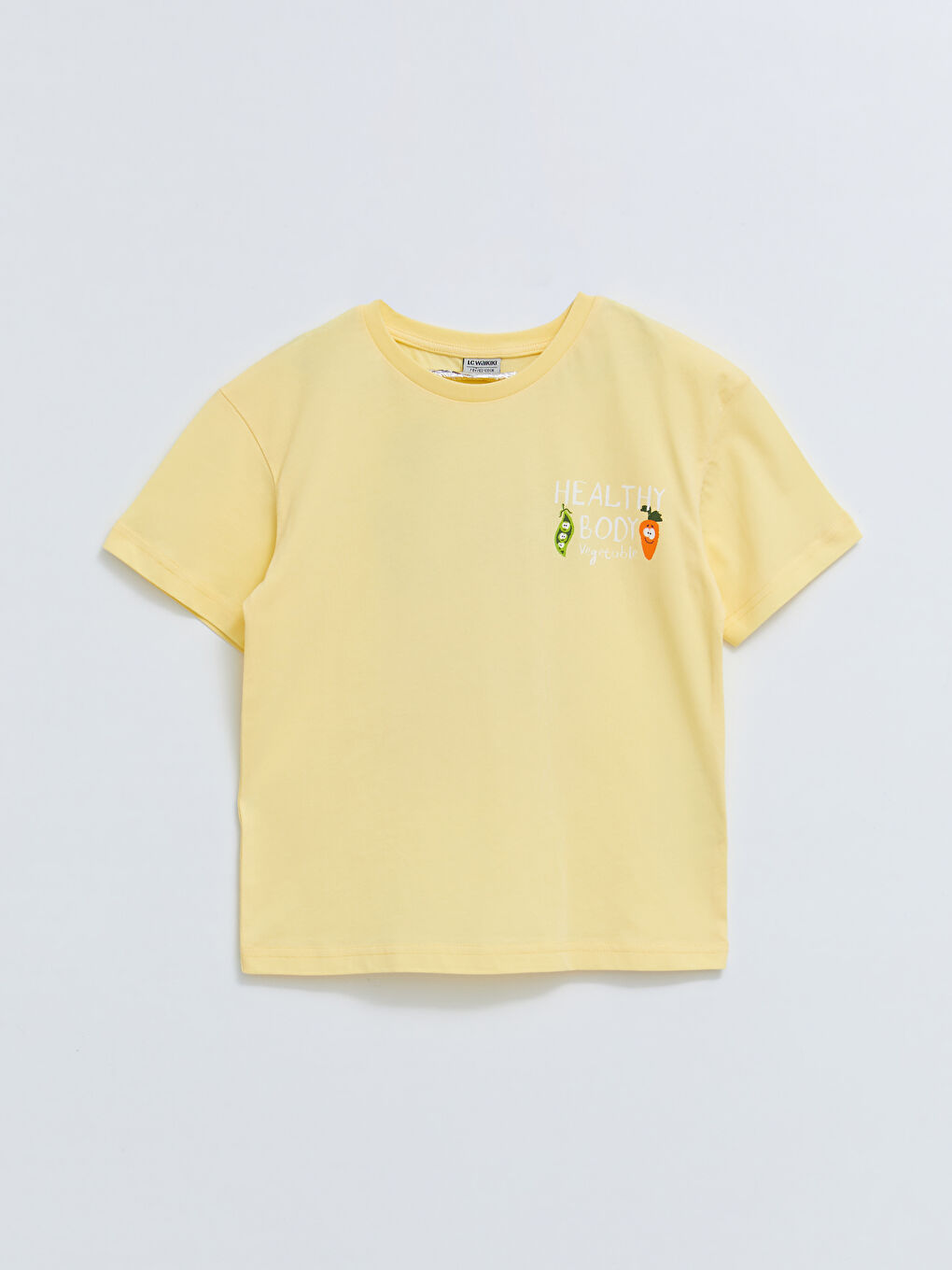 Sarı Bisiklet Yaka Baskılı Kısa Kollu Pamuklu Erkek Çocuk Tişört