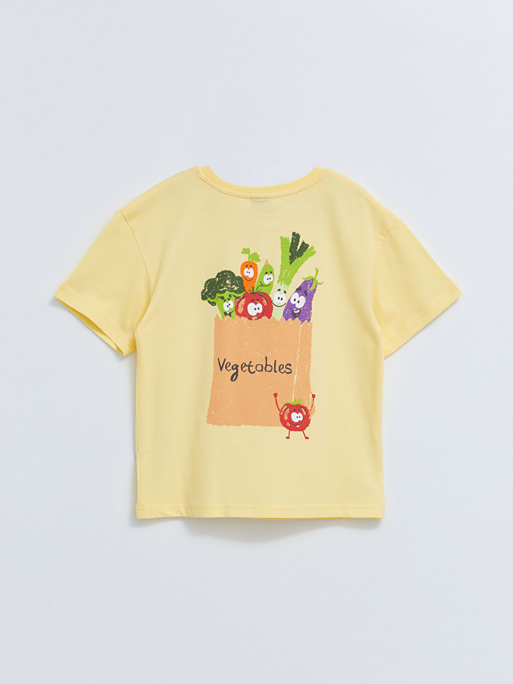 Sarı Bisiklet Yaka Baskılı Kısa Kollu Pamuklu Erkek Çocuk Tişört-1