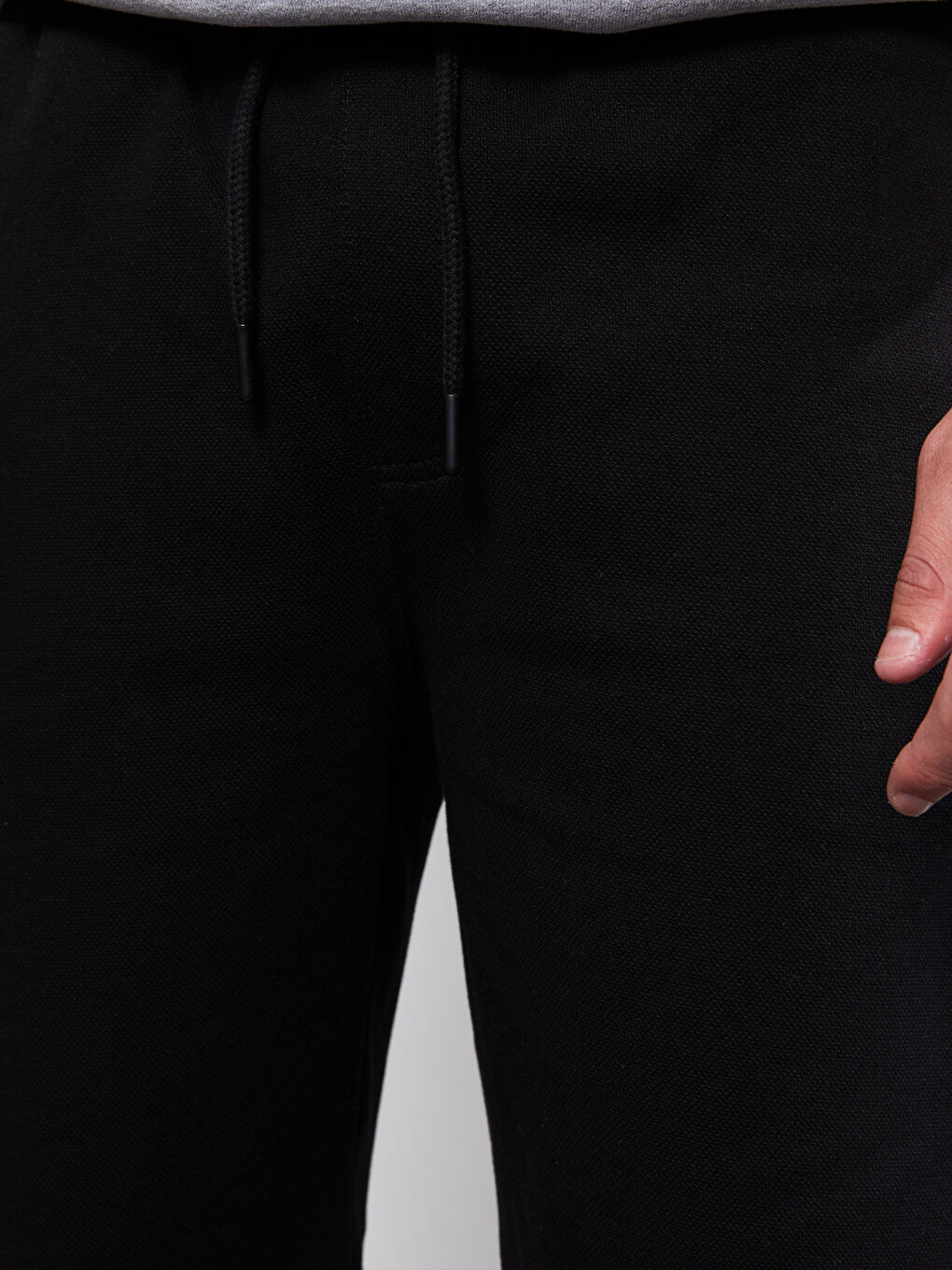 Siyah Standart Kalıp Örme Erkek Şort-2