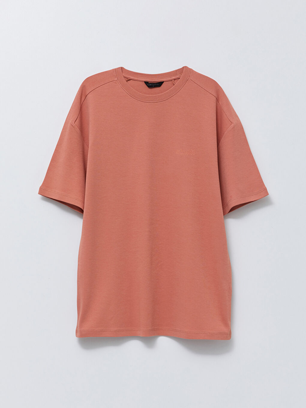 Pembe Bisiklet Yaka Penye Erkek Tişört-5