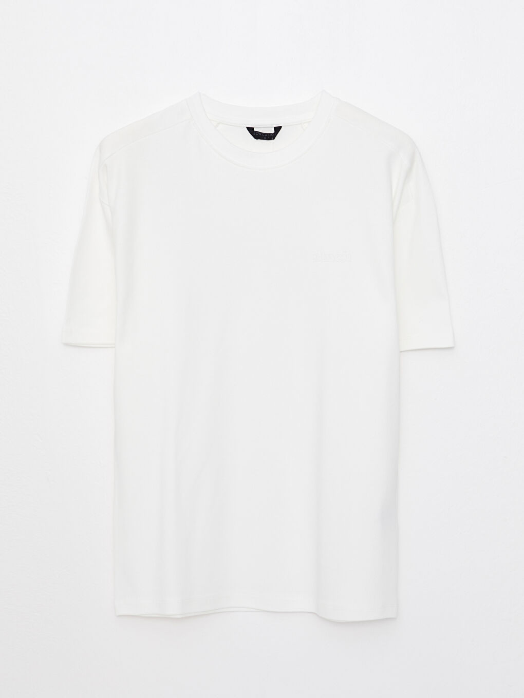 Ekru Bisiklet Yaka Penye Erkek Tişört-1