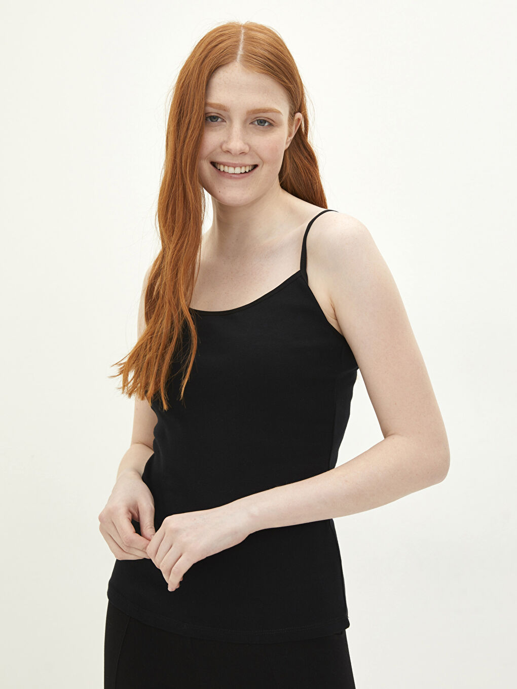 Women's U Neck Plain Tank Top-1