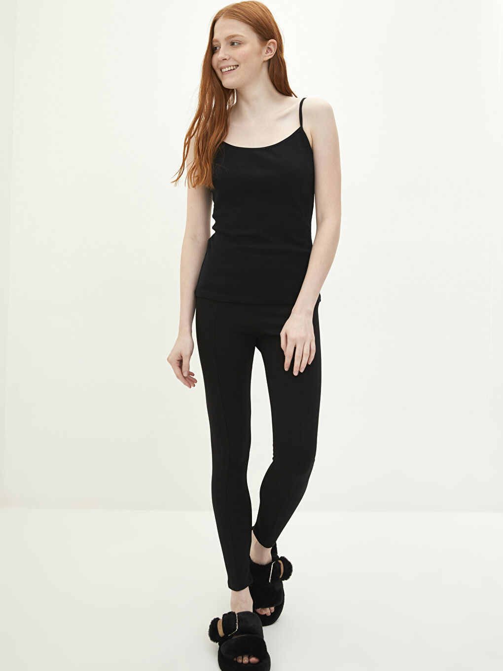 Women's U Neck Plain Tank Top-2
