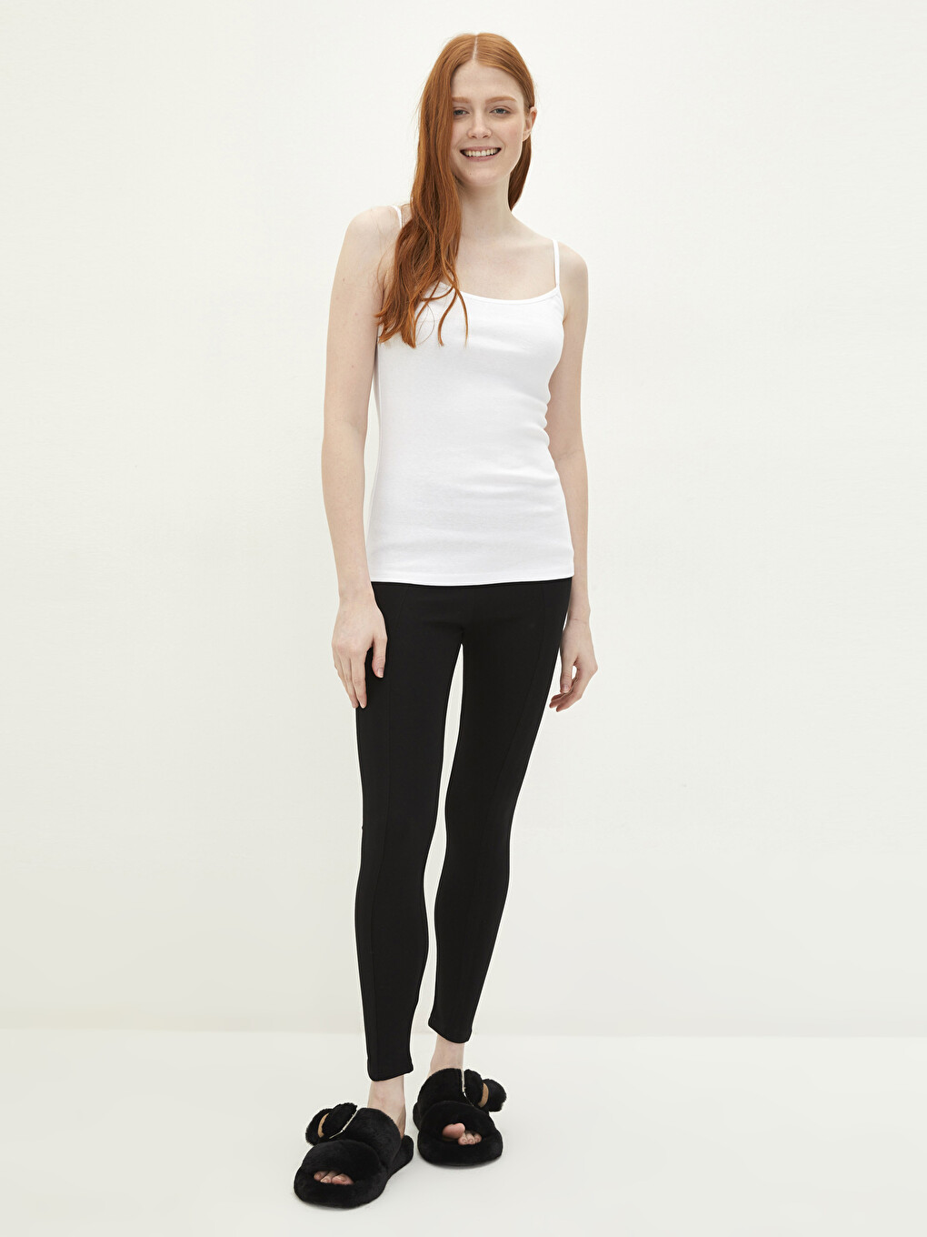Women's U Neck Plain Tank Top-2