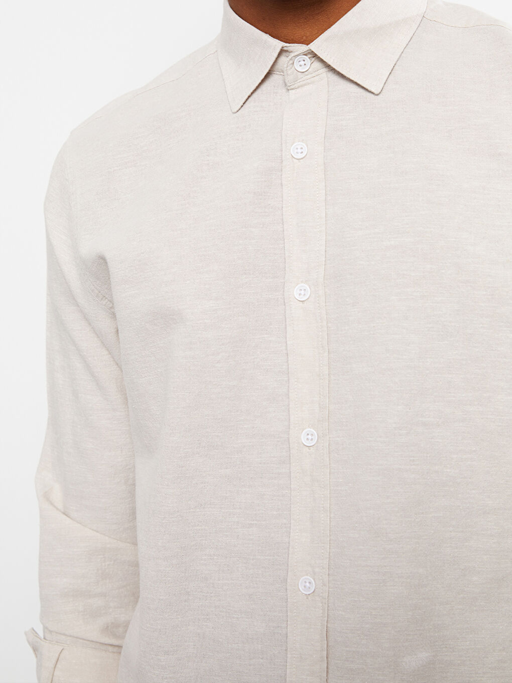 Regular Fit Long Sleeve Poplin Men's Shirt-3