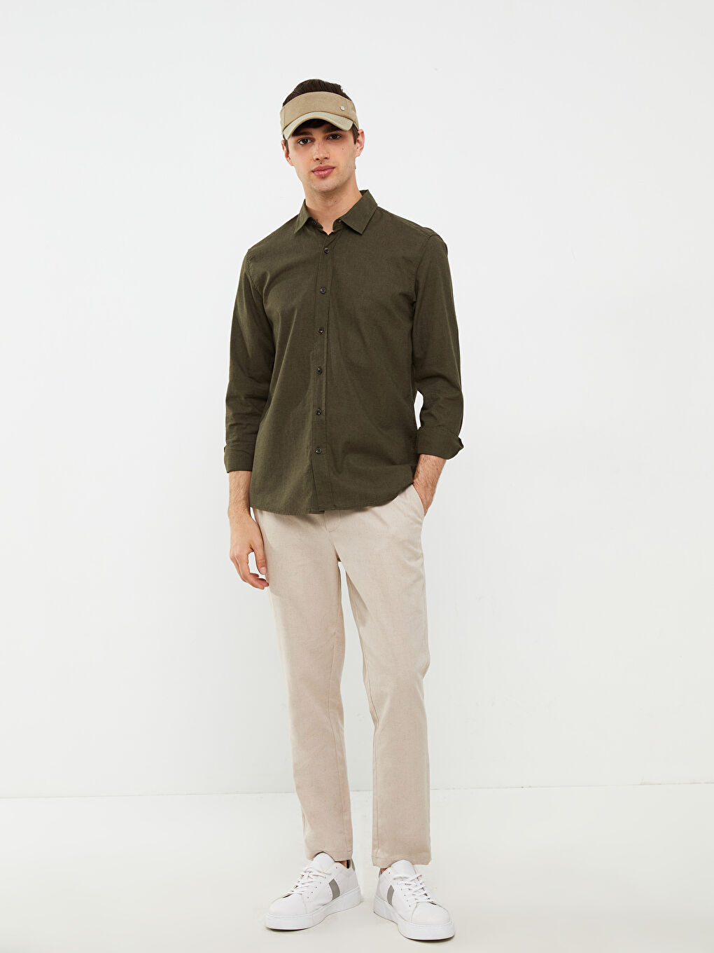 Ерлерге арналған ұзын жеңді поплин жейде