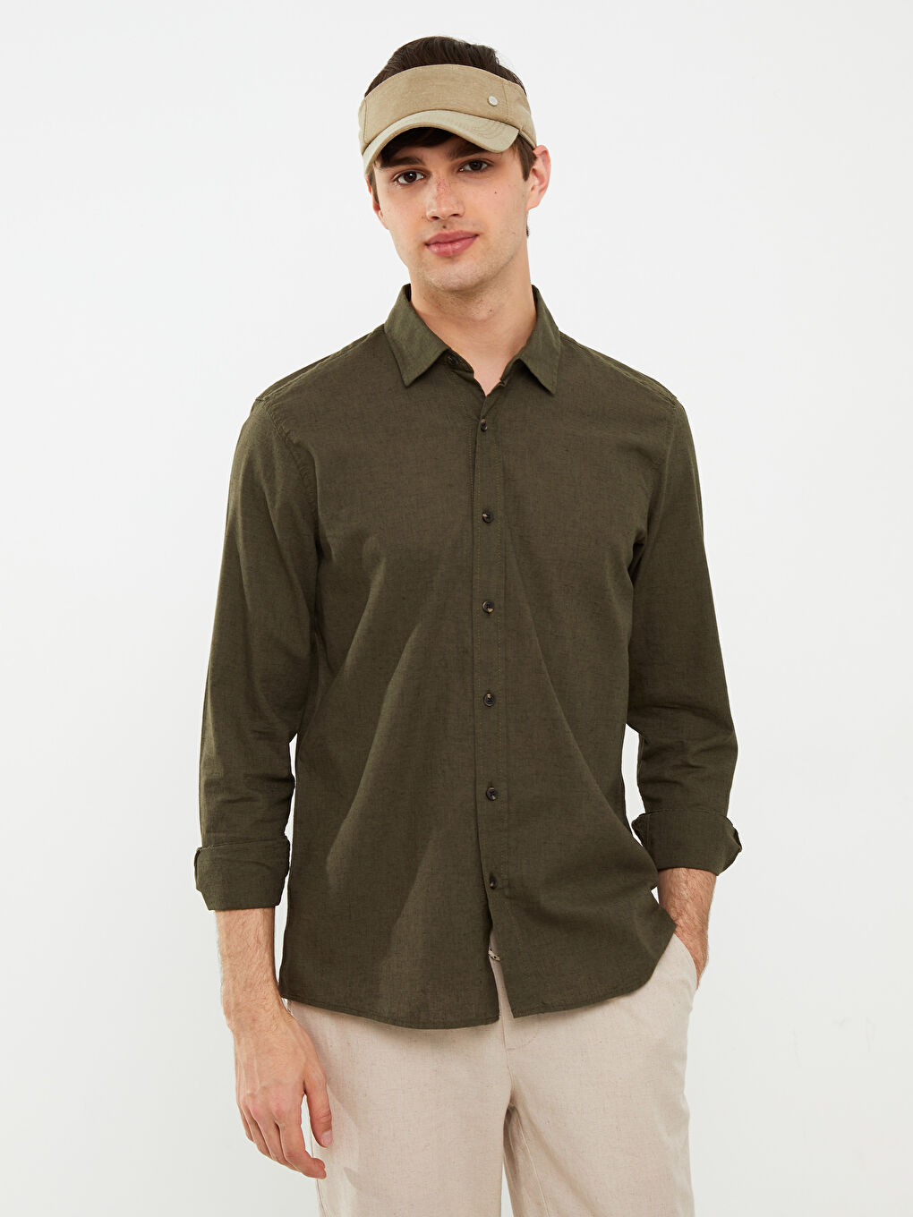 Ерлерге арналған ұзын жеңді поплин жейде-1