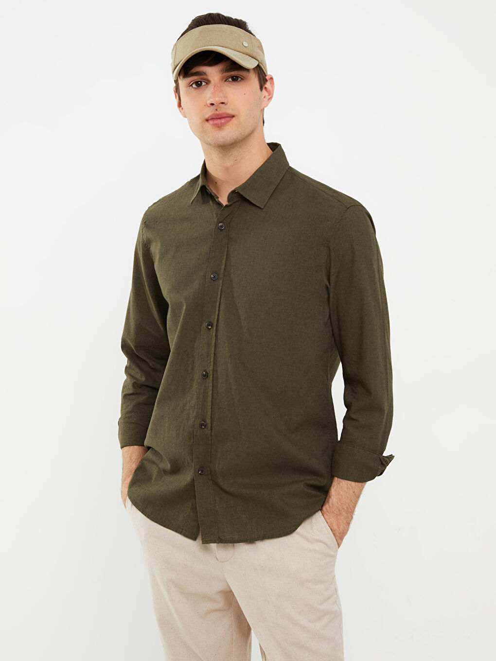 Ерлерге арналған ұзын жеңді поплин жейде-2